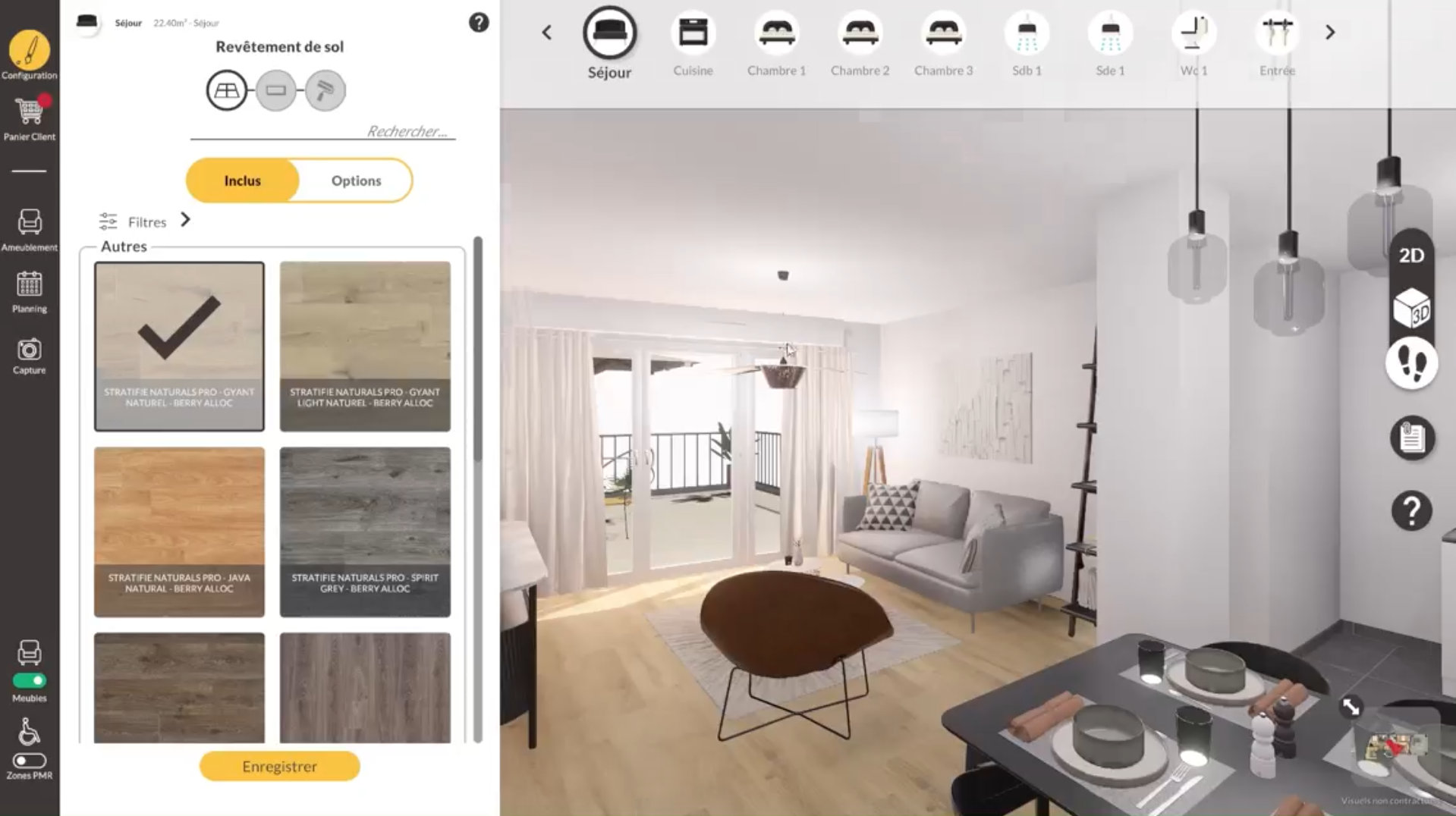Personnalisation du séjour et des revêtements dans RealDesigner 3D