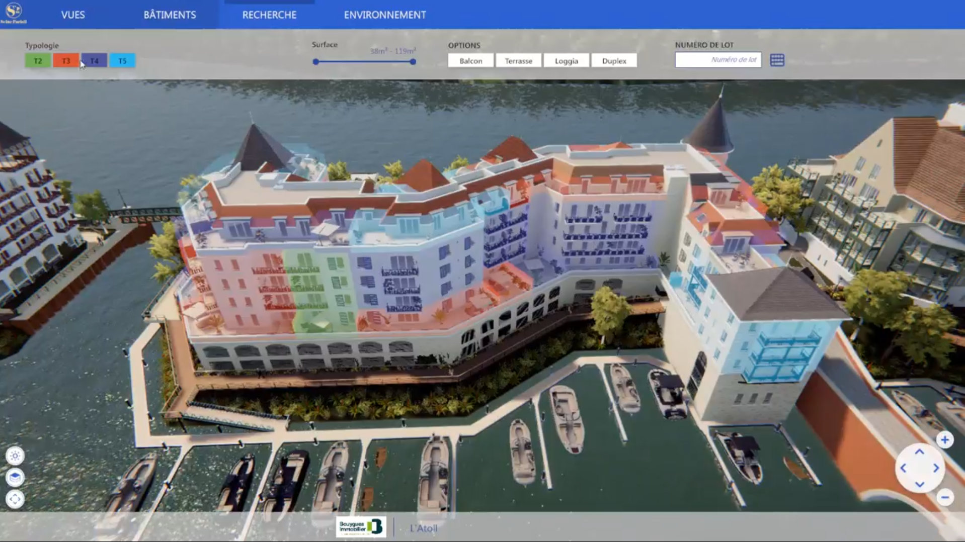 Maquette interactive RealViz 3D d’un programme résidentiel au bord de l’eau