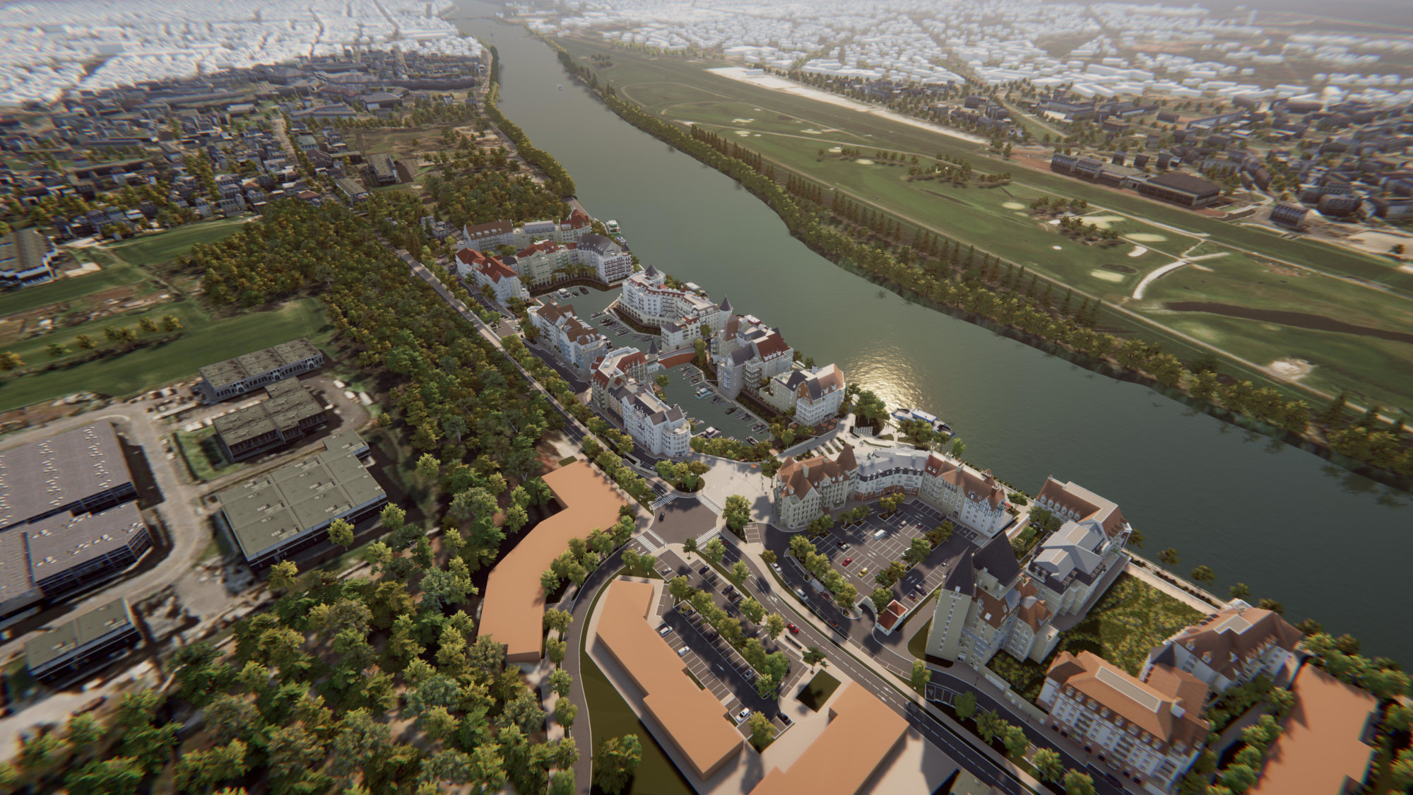 Maquette 3D du programme Seine Parisii et de sa marina